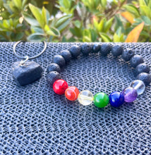 Load image into Gallery viewer, Chakra Black Lava Stone + Hematite Set