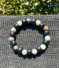 Load image into Gallery viewer, Unisex 10mm Fancy Jasper & Black Wood Bead Bracelet