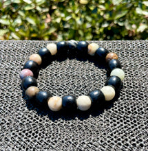 Load image into Gallery viewer, Unisex 10mm Fancy Jasper & Black Wood Bead Bracelet