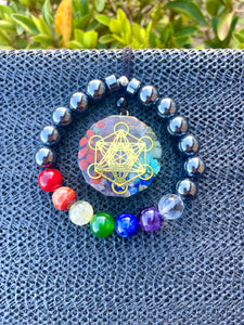 SACRED GEOMETRY CHAKRA RESIN PENDANT SET