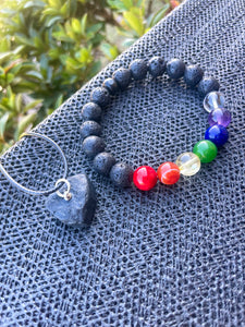 Chakra Black Lava Stone + Hematite Set