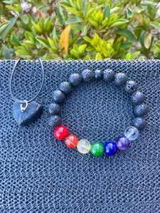 Chakra Black Lava Stone + Hematite Set