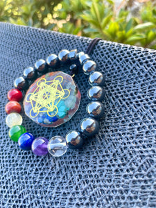 SACRED GEOMETRY CHAKRA RESIN PENDANT SET