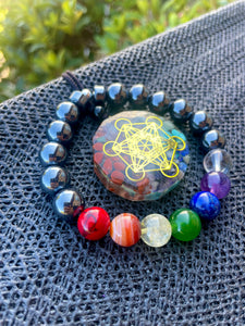 SACRED GEOMETRY CHAKRA RESIN PENDANT SET