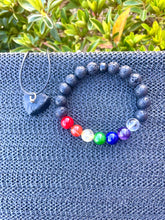 Load image into Gallery viewer, Chakra Black Lava Stone + Hematite Set
