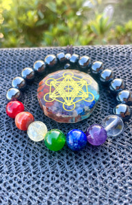 SACRED GEOMETRY CHAKRA RESIN PENDANT SET