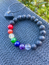 Load image into Gallery viewer, Chakra Black Lava Stone + Hematite Set
