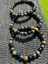 Load image into Gallery viewer, Tigers Eye, Black Obsidian &amp; Hematite Men’s Bracelet
