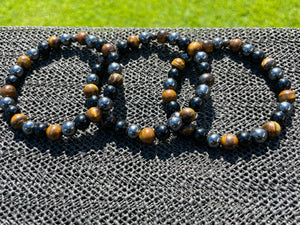 Tigers Eye, Black Obsidian & Hematite Men’s Bracelet