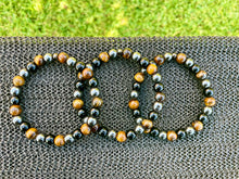 Load image into Gallery viewer, Tigers Eye, Black Obsidian &amp; Hematite Men’s Bracelet
