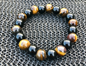 Black Onyx & Tigers Eye Beaded Bracelet