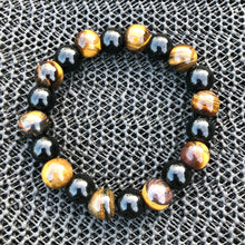 Load image into Gallery viewer, Black Onyx &amp; Tigers Eye Beaded Bracelet
