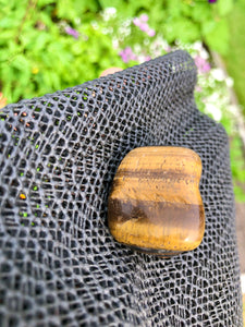 (1) Large Tigers Eye Palm Stone